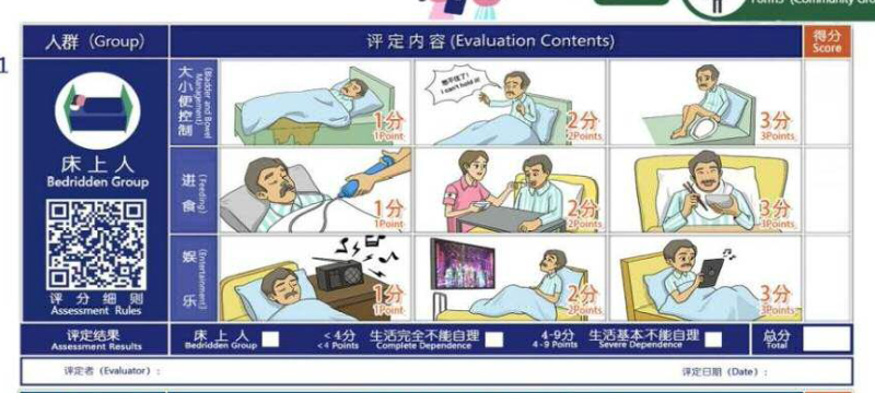 失能等級劃分標準-龍氏量表-